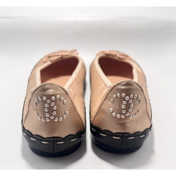 CHANEL Pink Satin Flats with Black Trim - Picture 6 of 10